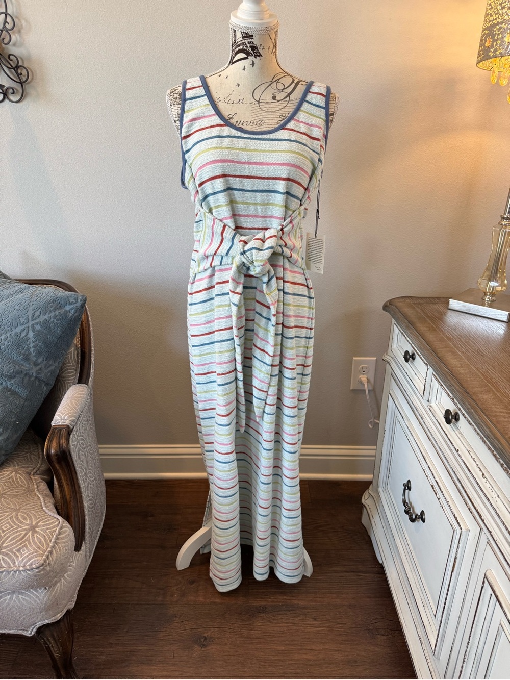 NWT Anthropology Terry Tank Maxi Dress with Front or Back Tie Waist